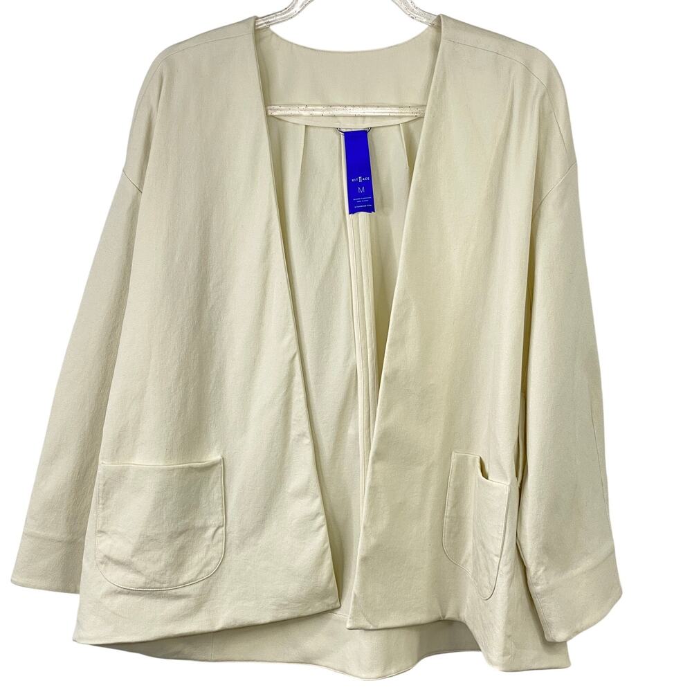 Kit and Ace Cotton Swing Blazer Open Front SZ M Women's White‎ Career Lagenlook